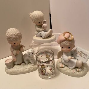 Vintage Precious Moments Figurines Lot Of 4 Shot glass, Figurines